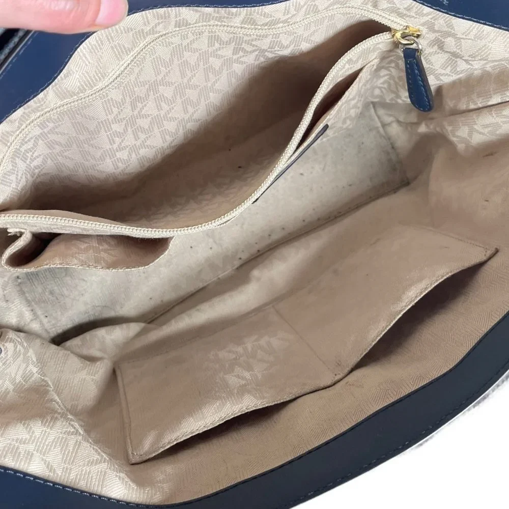 Michael Kors Fulton Canvas Blue Tote Purse